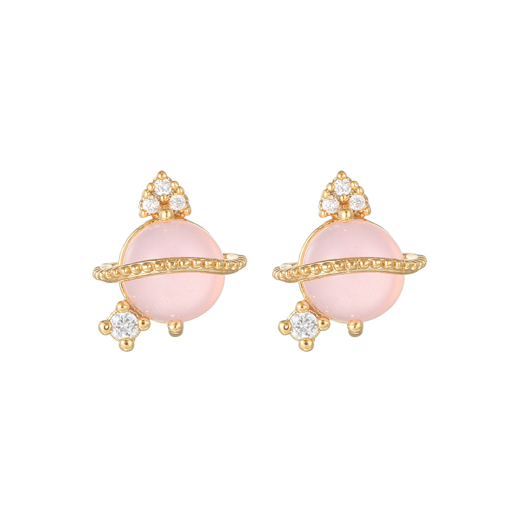 Wholesale Pink Zircon Heart 18k Earrings Copper